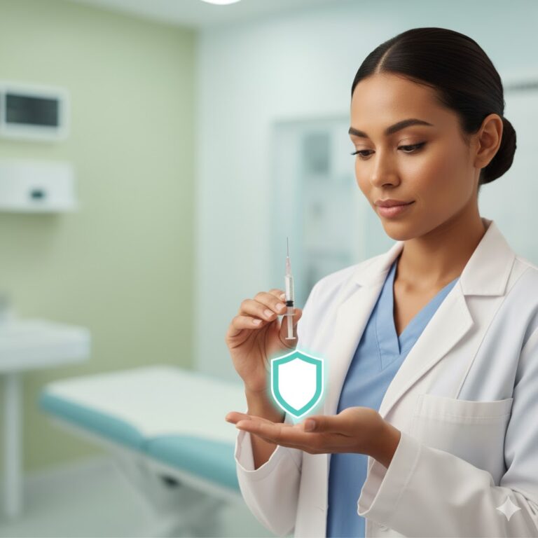 Enfermeira preparando a vacina contra a dengue